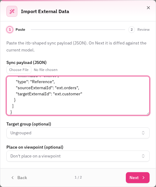 Import External Data — paste step