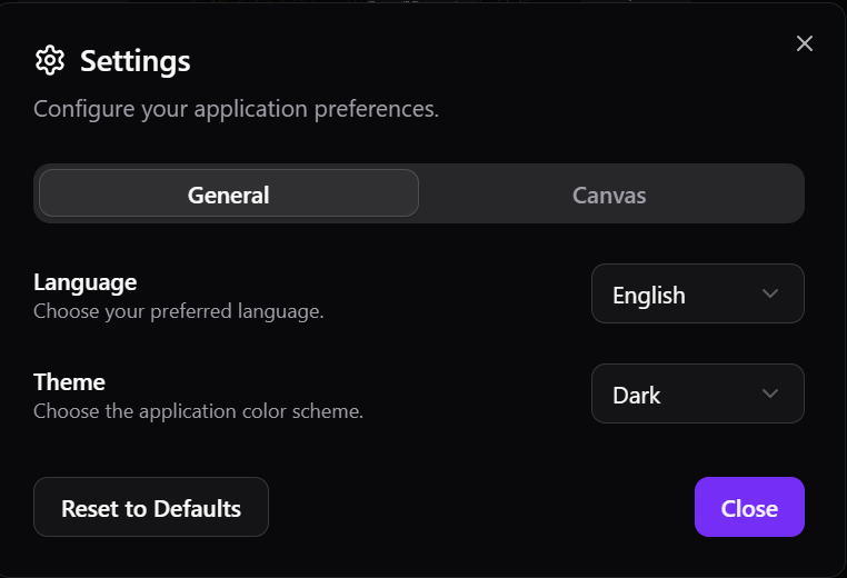 User Settings - General Tab