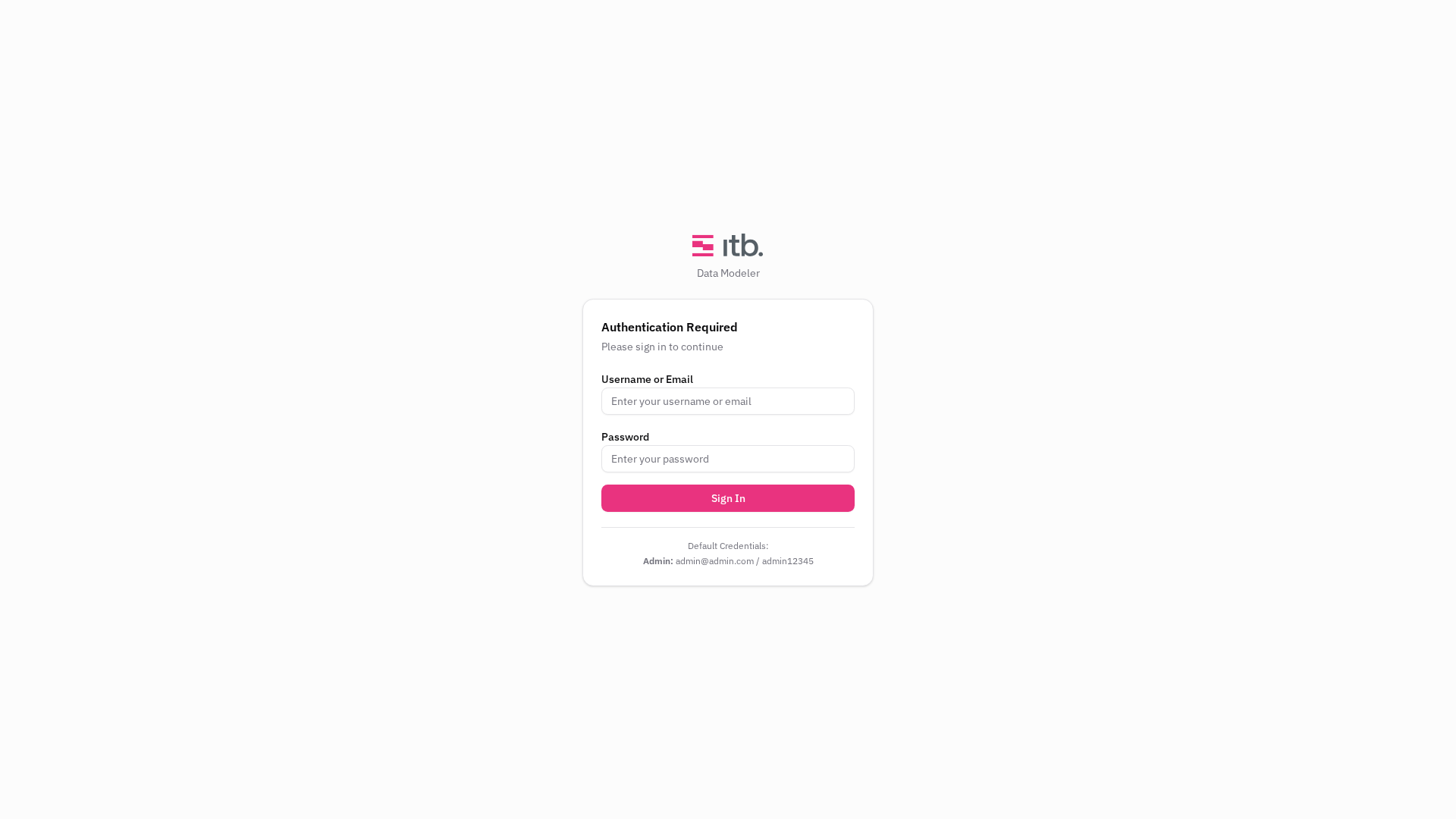 Login screen