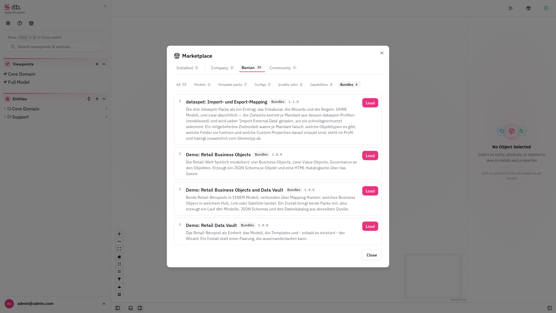 Der Marketplace mit der Gruppe Bundles